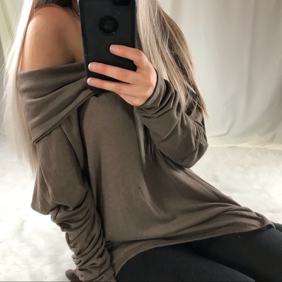 “AINSLEY” Mocha Brushed Knit Tunic / Dress - Picture 2 of 4